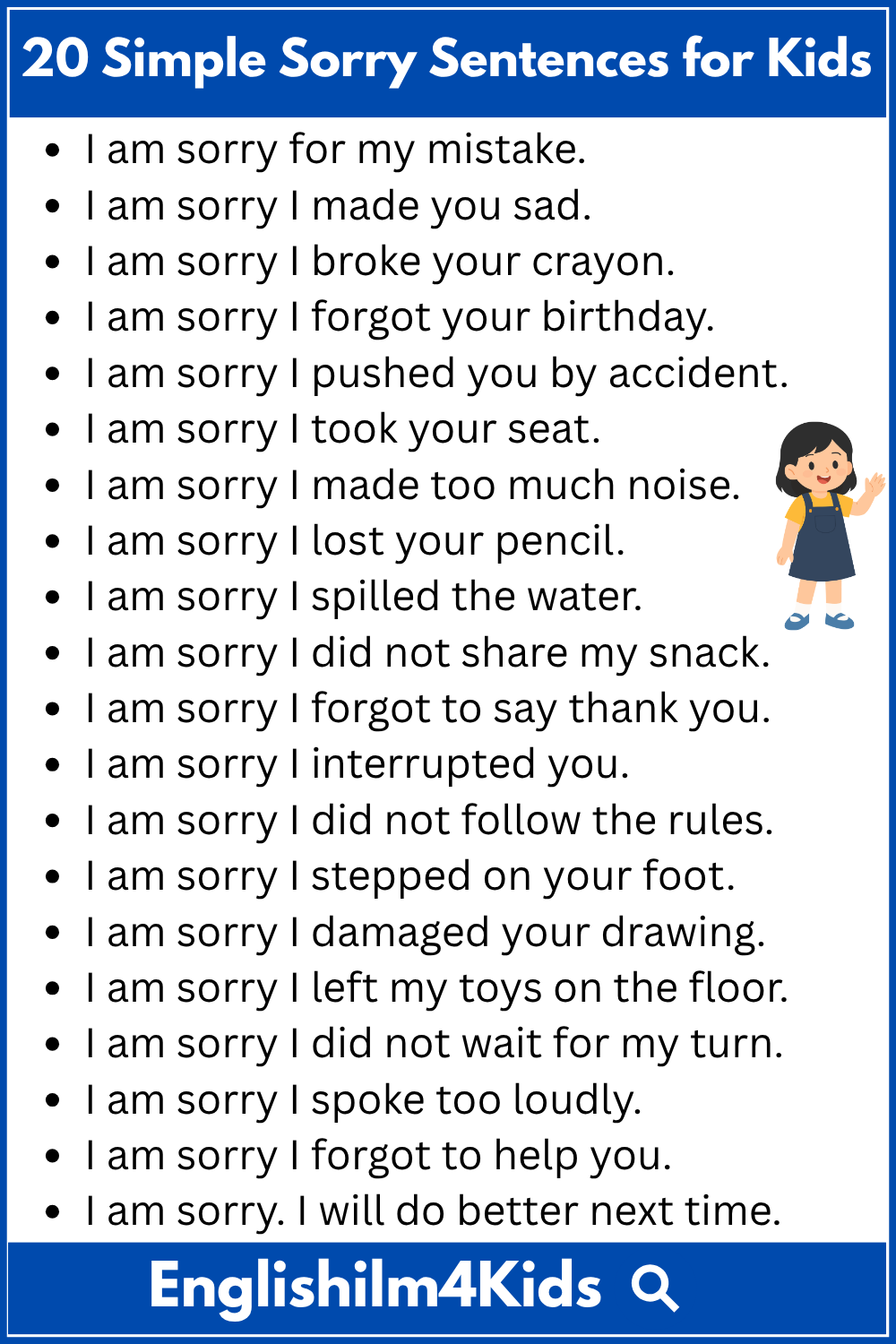 20 Simple Sorry Sentences for Kids