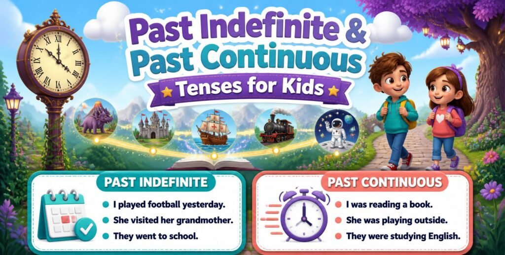 Past Indefinite & Past Continuous Tenses for Kids